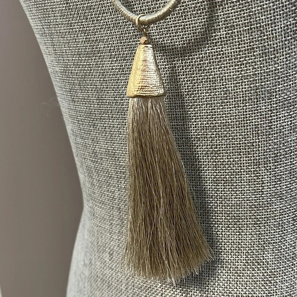 Long Gold Tassel Necklace Rope and Rubber Cord - Picture 4 of 5